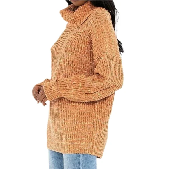 Free People Womens Cowl Neck Long Sleeve Sweater Orange Size L - Picture 2 of 5